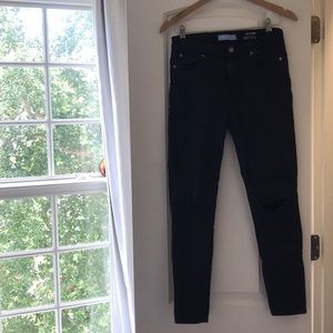 7 For All Mankind Black Jeans with Knee Rips